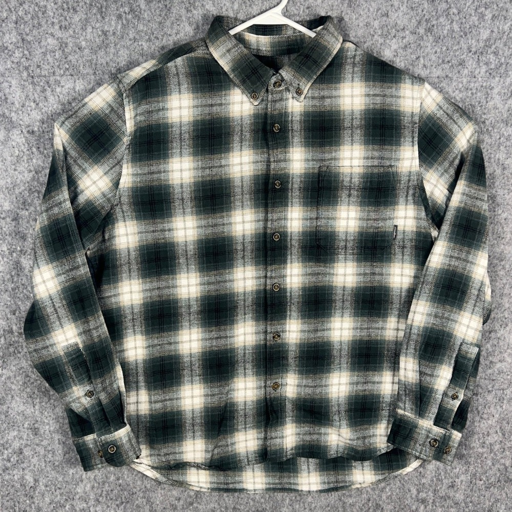 Eddie Bauer Men's XL Green Plaid Flannel Button Down Shirt EM32LW202